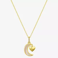 Footnotes Womens White Mother Of Pearl Sterling Silver Heart Moon 16 Inch Pendant Necklace
