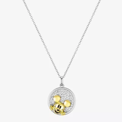 Disney Classics Womens Crystal 10K Gold Over Brass Pure Silver Over Brass 16 Inch Pendant Necklace