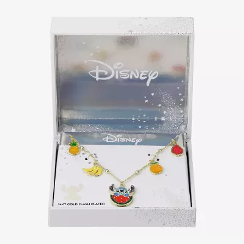 Disney Classics Fruit Womens Multi Color Crystal 10K Gold Over Brass 16 Inch Pendant Necklace