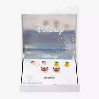 Disney Classics Fruit Womens Pink Crystal 10K Gold Over Brass Lilo & Stitch 3 Pair Earring Set