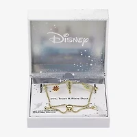 Disney Classics Womens Cubic Zirconia 10K Gold Over Brass Flower Princess Tinker Bell Charm Bracelet