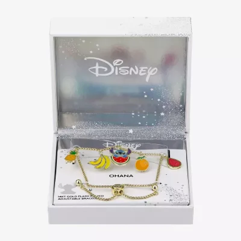 Disney Classics Womens 10K Gold Over Brass Lilo & Stitch Charm Bracelet