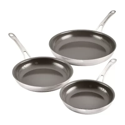 Anolon Everlast Stainless Steel Ceramic 3-pc. Frying Pan Set