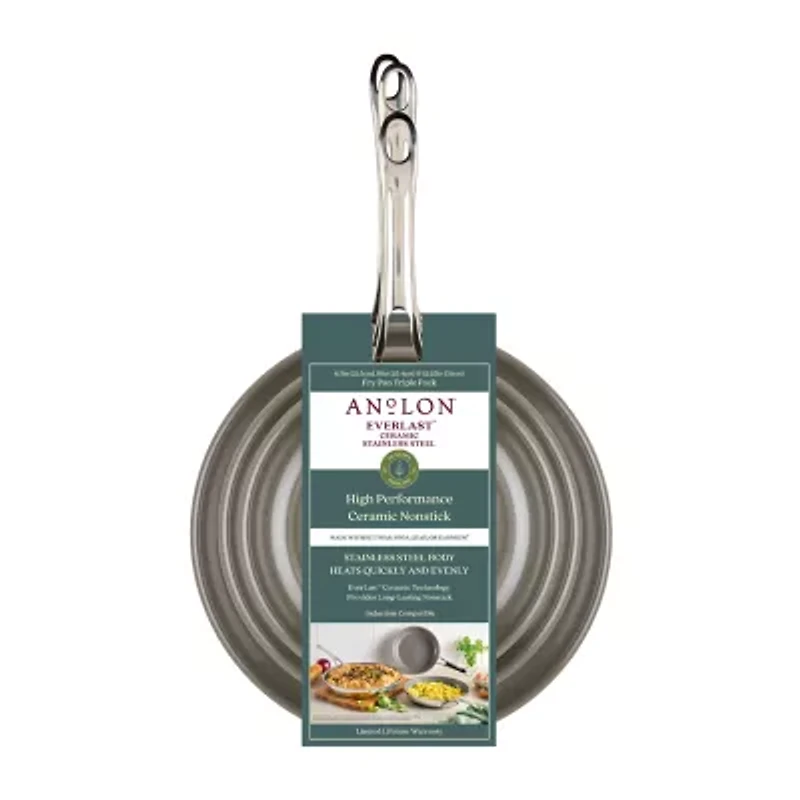 Anolon Everlast Stainless Steel Ceramic 3-pc. Frying Pan Set