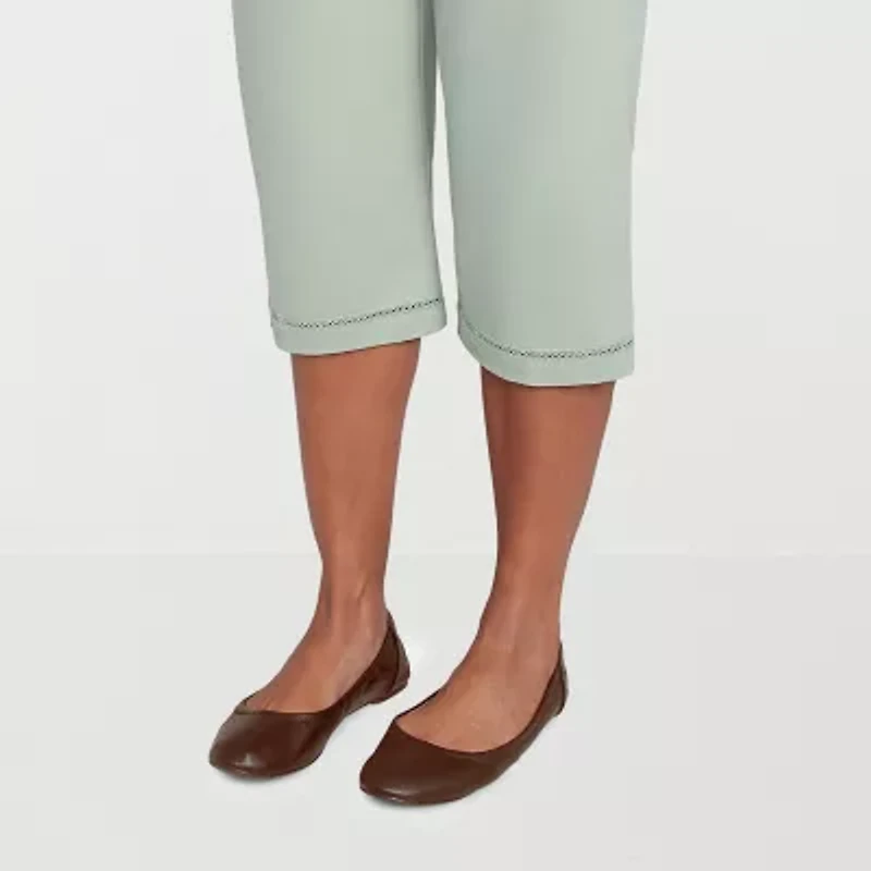 Alfred Dunner Santa Fe Womens Stretch Fabric Straight Capri Pant