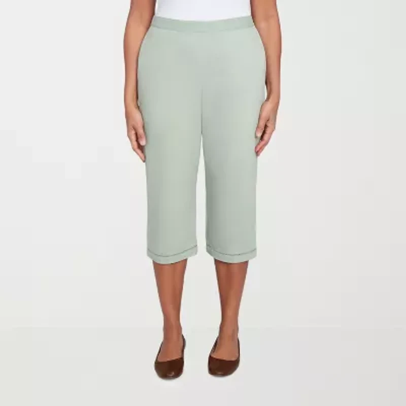Alfred Dunner Santa Fe Womens Stretch Fabric Straight Capri Pant