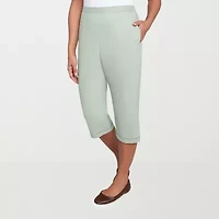 Alfred Dunner Santa Fe Womens Stretch Fabric Straight Capri Pant