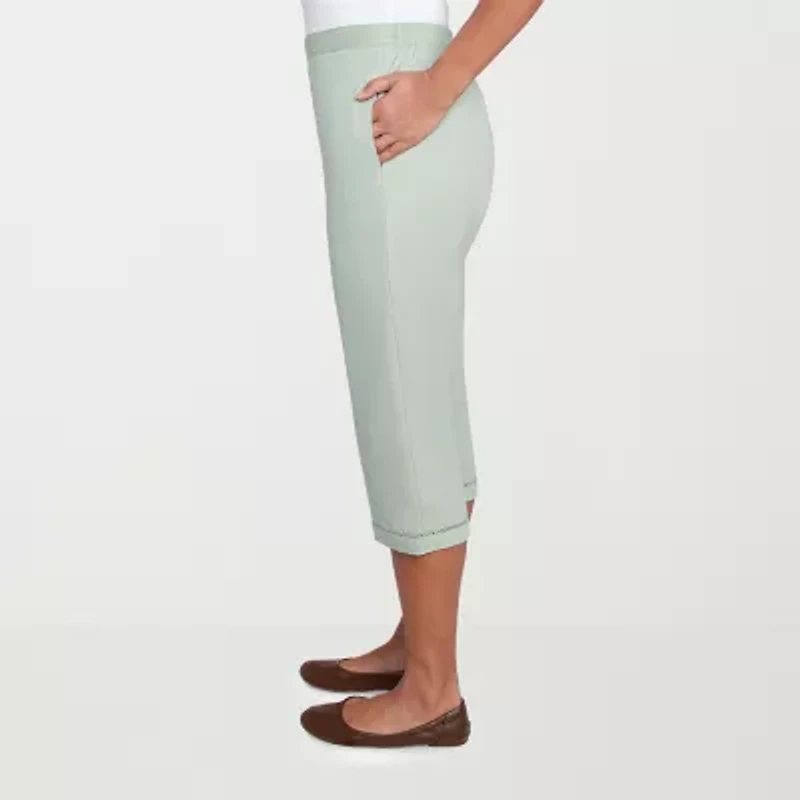 Alfred Dunner Santa Fe Womens Stretch Fabric Straight Capri Pant