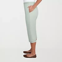 Alfred Dunner Santa Fe Womens Stretch Fabric Straight Capri Pant