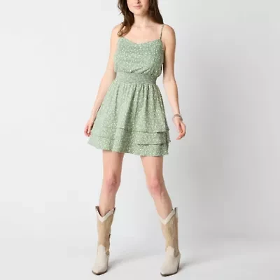 Emerald Sundae Womens Sleeveless Abstract Juniors Fit + Flare Dress