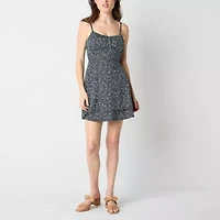 Emerald Sundae Womens Sleeveless Abstract Juniors Fit + Flare Dress