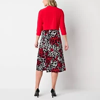 Danny & Nicole Womens Floral Midi Jacket Dress