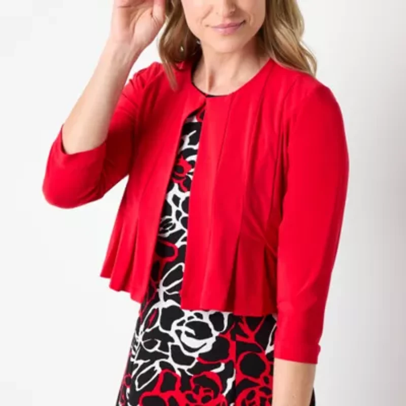 Danny & Nicole Womens Floral Midi Jacket Dress