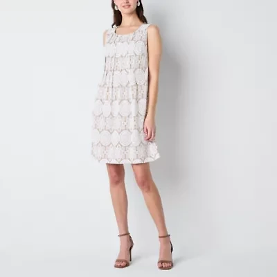 Perceptions Womens Sleeveless Medallion Petite Shift Dress