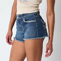 Vanilla Star Womens Low Rise-Juniors Micro Denim Short