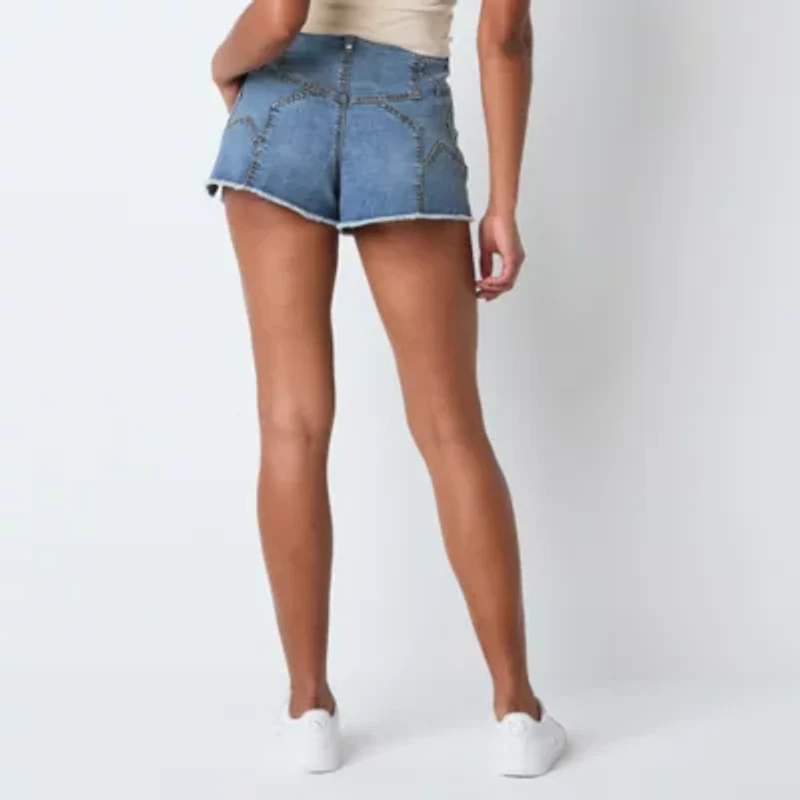 Vanilla Star Womens Low Rise Juniors Micro Denim Short