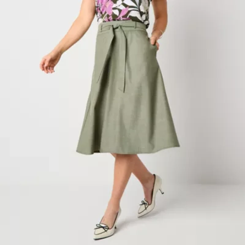 Liz Claiborne Womens Belted Wrap Skirt