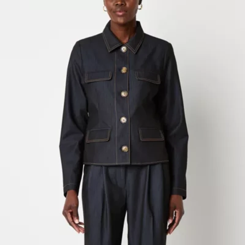 Worthington Womens Faux Denim Blazer
