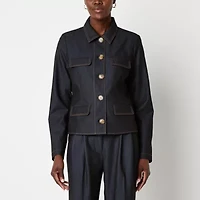 Worthington Womens Faux Denim Blazer