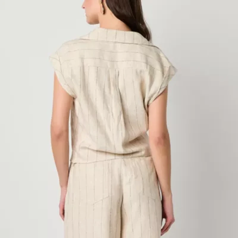 Worthington Womens Short Sleeve Blouse