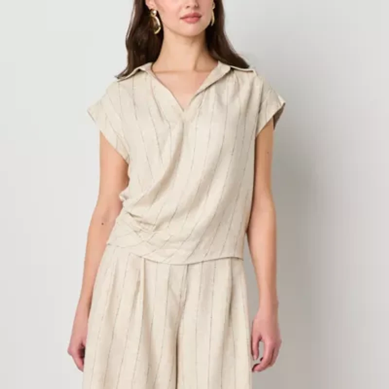 Worthington Womens Short Sleeve Blouse