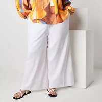 Worthington Womens Wide Leg Plus Cropped Pant