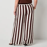 Worthington Womens Wide Leg Plus Pull-On Pant