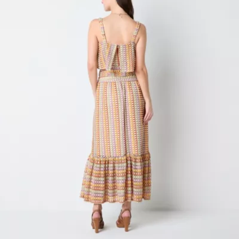 Melonie T Womens Sleeveless Striped Maxi Dress