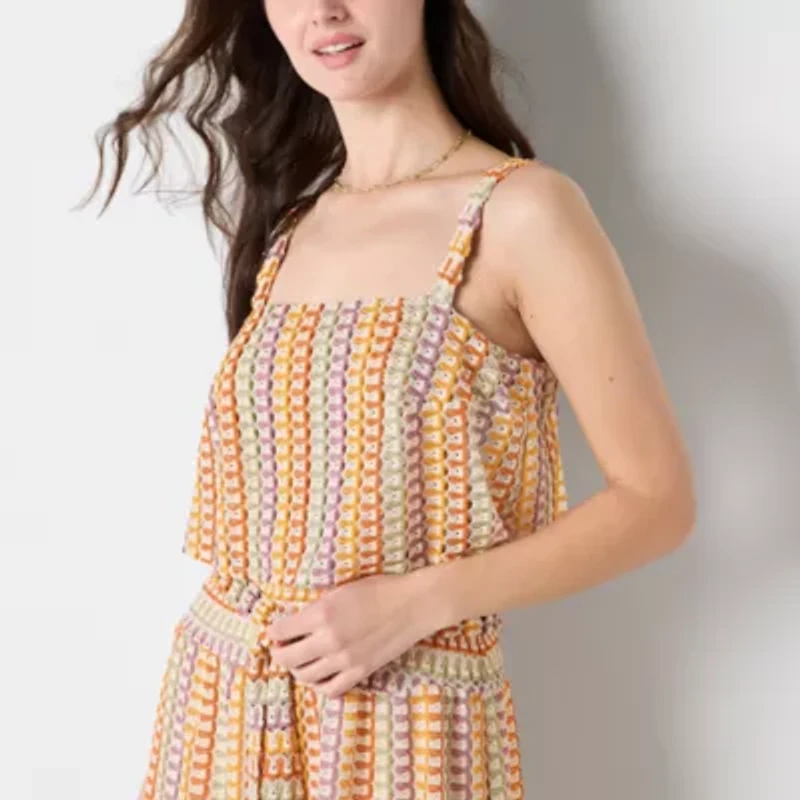 Melonie T Womens Sleeveless Striped Maxi Dress