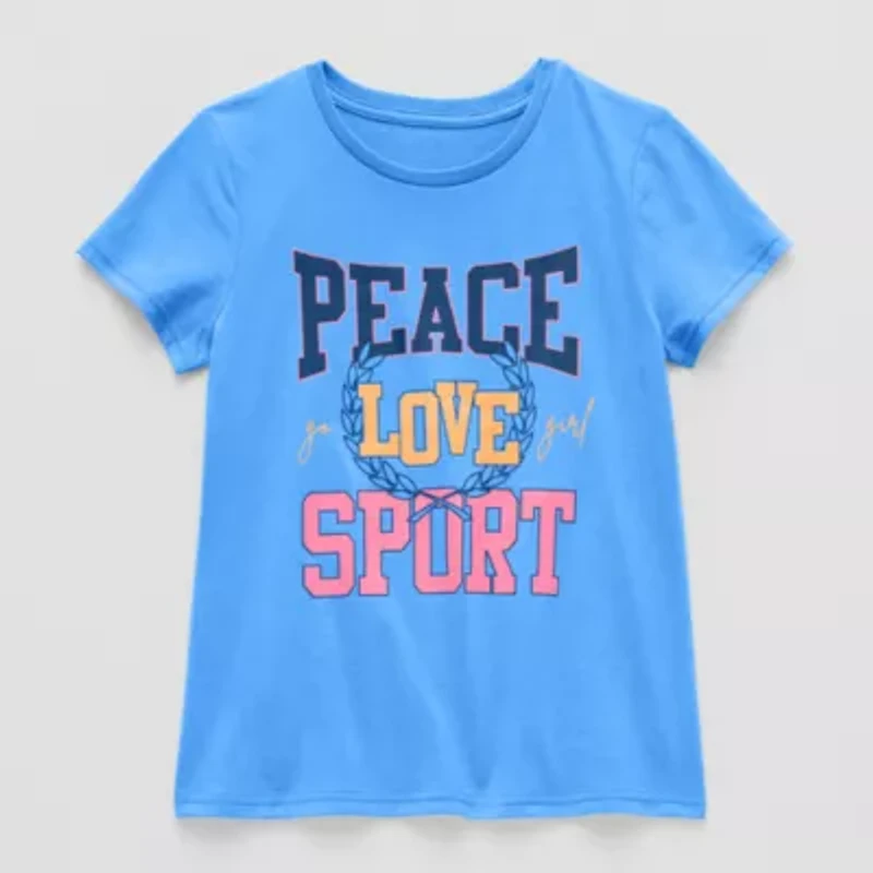 Xersion Little & Big Kid Girls Crew Neck Short Sleeve Regular Fit Graphic T-Shirt