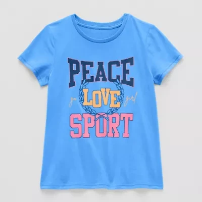 Xersion Little & Big Kid Girls Crew Neck Short Sleeve Regular Fit Graphic T-Shirt