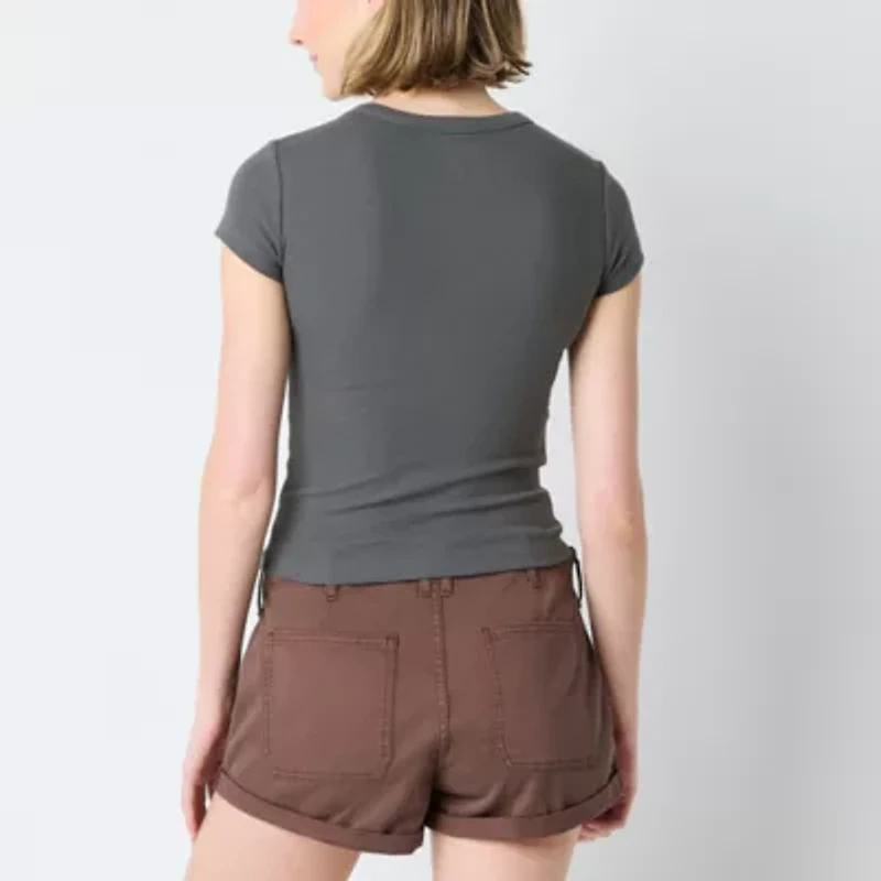 Arizona Womens Juniors Crew Neck Short Sleeve Regular Fit Graphic T-Shirt