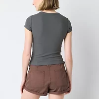 Arizona Womens Juniors Crew Neck Short Sleeve Regular Fit Graphic T-Shirt