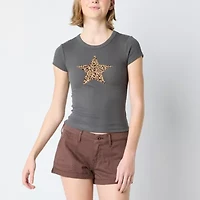 Arizona Womens Juniors Crew Neck Short Sleeve Regular Fit Graphic T-Shirt