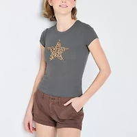 Arizona Womens Juniors Crew Neck Short Sleeve Regular Fit Graphic T-Shirt