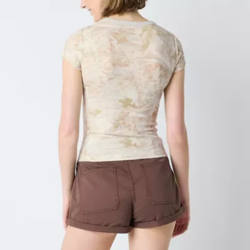 Arizona Womens Juniors Crew Neck Short Sleeve Graphic T-Shirt