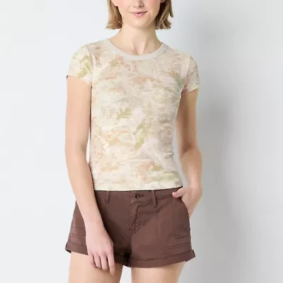 Arizona Womens Juniors Crew Neck Short Sleeve Graphic T-Shirt