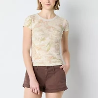 Arizona Womens Juniors Crew Neck Short Sleeve Graphic T-Shirt