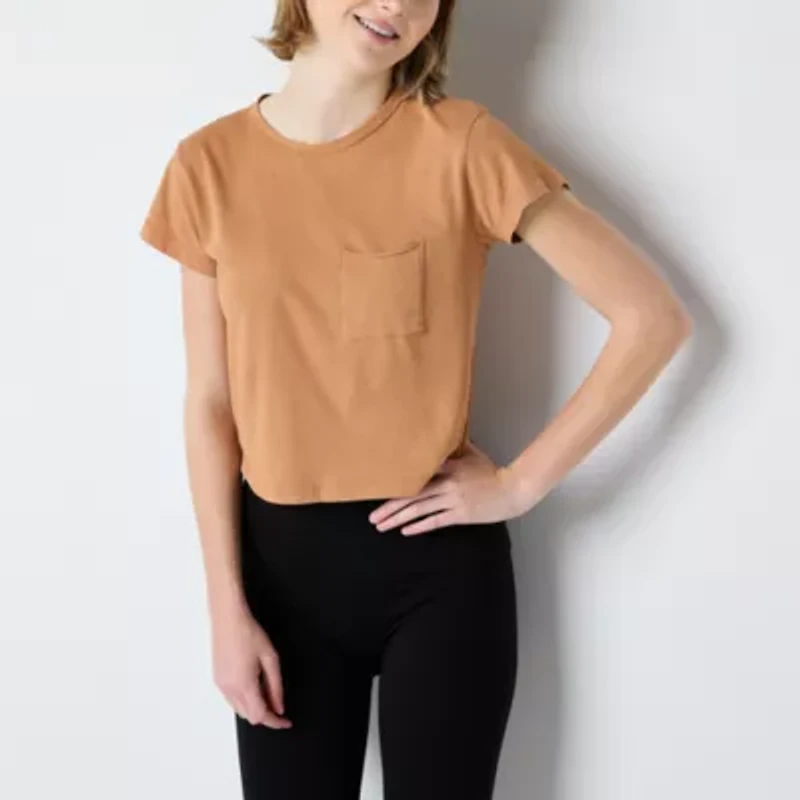 Arizona Womens Juniors Crew Neck Short Sleeve Graphic T-Shirt