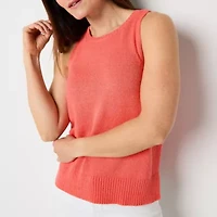 Liz Claiborne Womens Crew Neck Sleeveless Tank Top