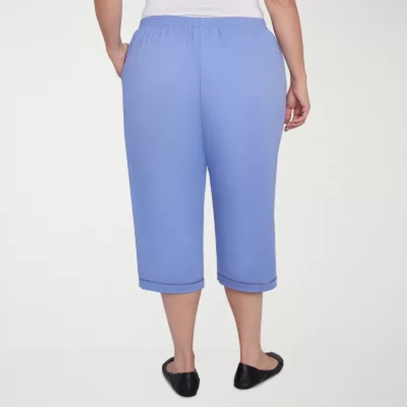 Alfred Dunner Santa Fe Womens Plus Stretch Fabric Straight Capri Pant