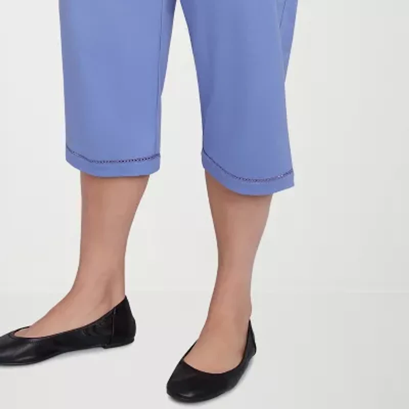 Alfred Dunner Santa Fe Womens Plus Stretch Fabric Straight Capri Pant