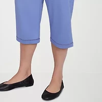 Alfred Dunner Santa Fe Womens Plus Stretch Fabric Straight Capri Pant