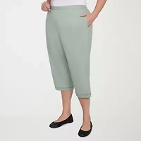 Alfred Dunner Santa Fe Womens Plus Stretch Fabric Straight Capri Pant
