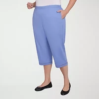 Alfred Dunner Santa Fe Womens Plus Stretch Fabric Straight Capri Pant