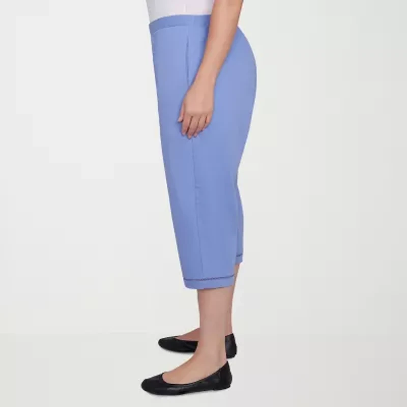 Alfred Dunner Santa Fe Womens Plus Stretch Fabric Straight Capri Pant