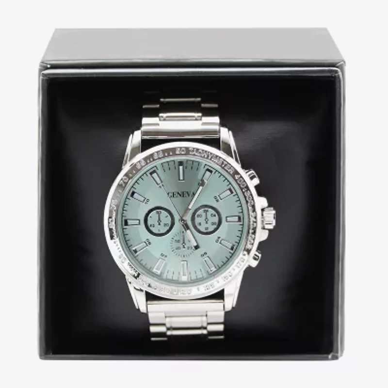 Geneva Mens Silver Tone Bracelet Watch Mac8181jc