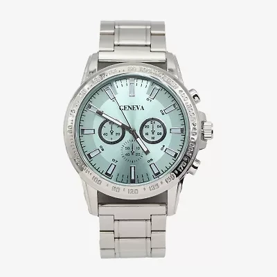 Geneva Mens Silver Tone Bracelet Watch Mac8181jc