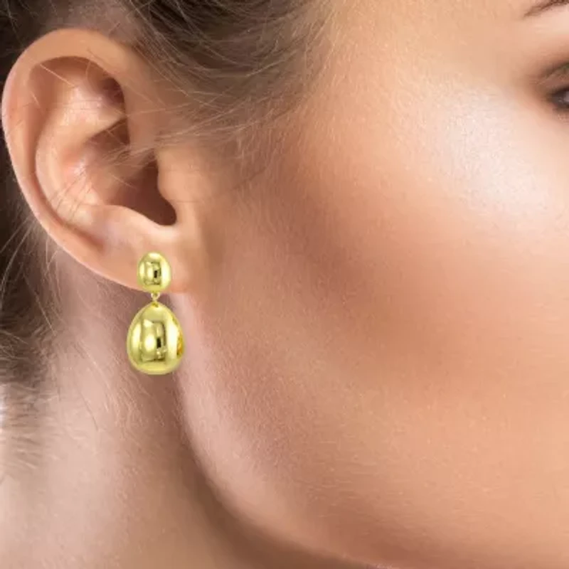 Silver Addiction Womens 14K Gold Over Silver Drop Earrings