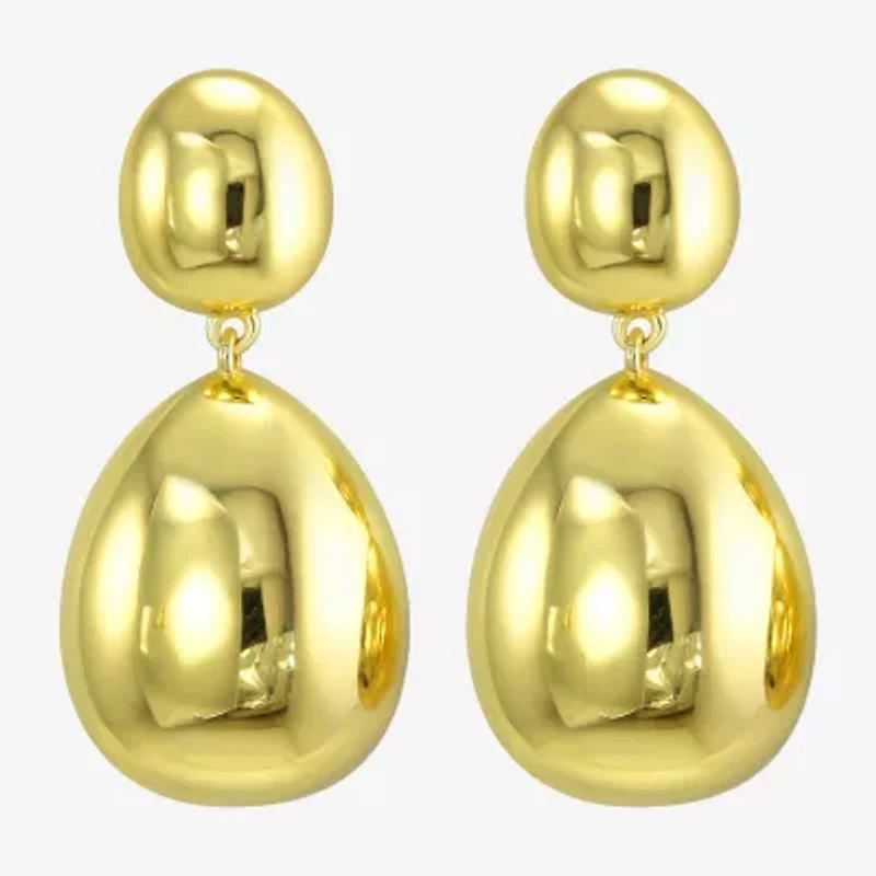 Silver Addiction Womens 14K Gold Over Silver Drop Earrings